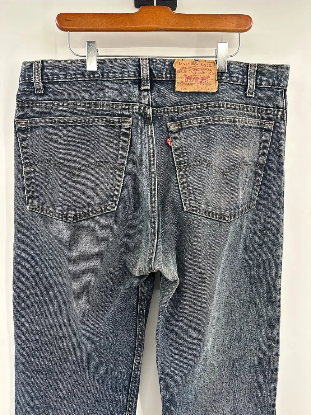 Levi's 505 Straight Jeans in Washed Black-Blue 38x30